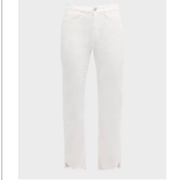 Frame white le height slim cascade hen white jeans